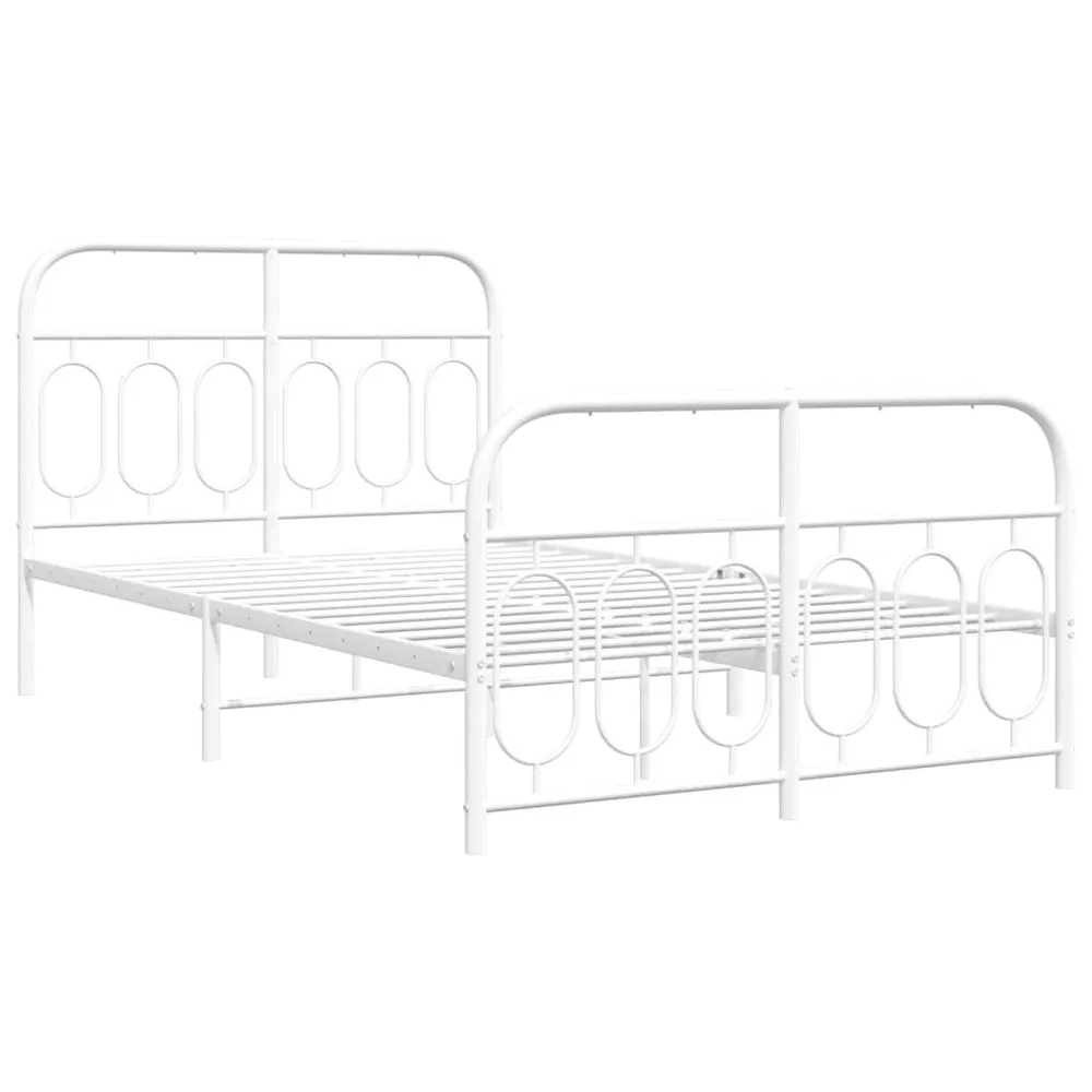 Estrutura de cama com cabeceira e pés 120x200 cm metálico branco