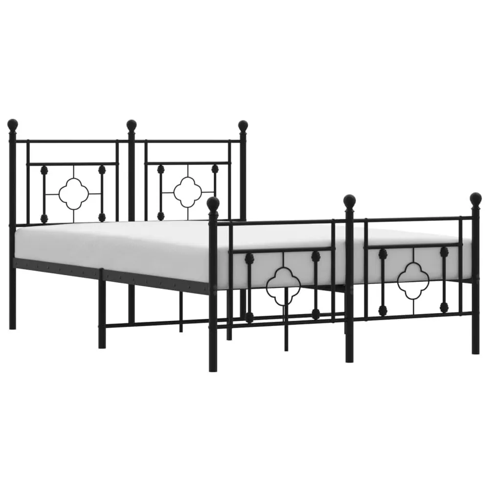 Estrutura de cama com cabeceira e pés 120x200 cm metálico preto