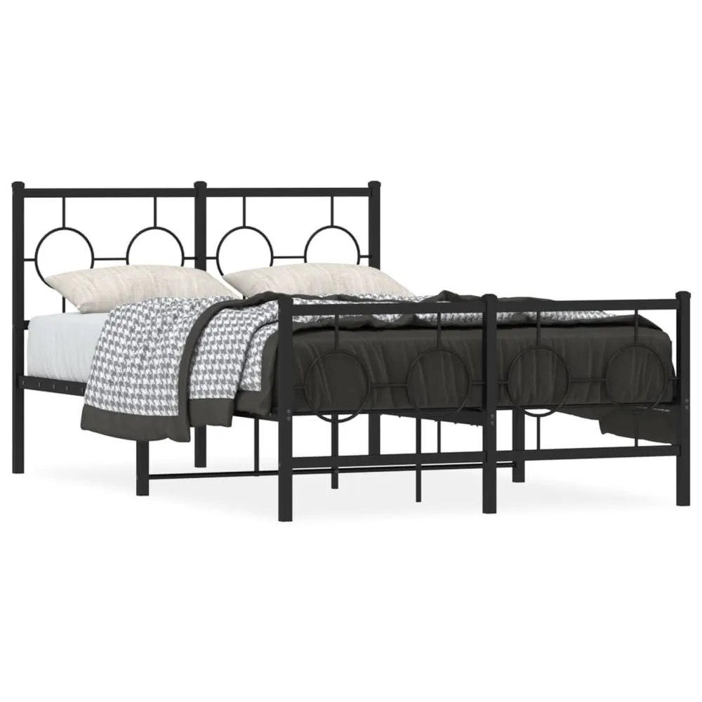 Estrutura de cama com cabeceira e pés 120x200 cm metálico preto