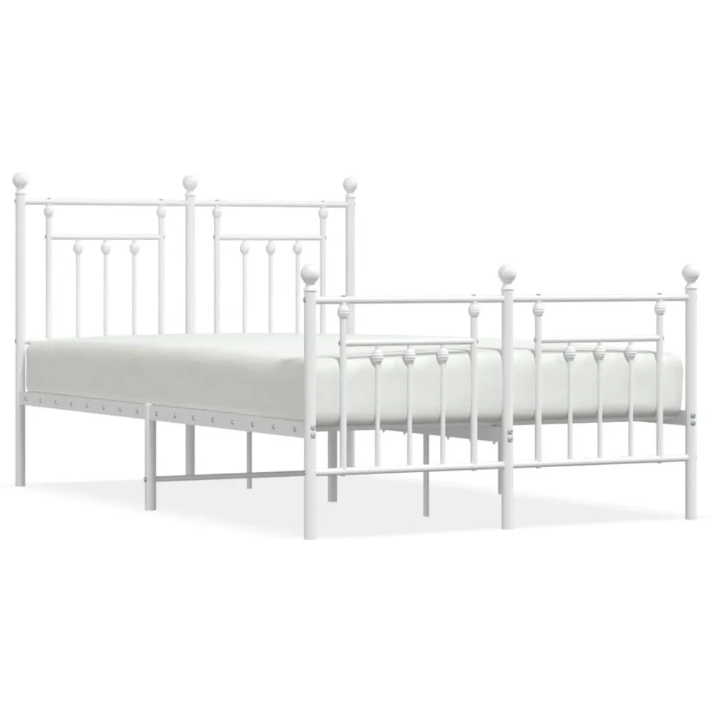 Estrutura de cama com cabeceira e pés 120x200 cm metálico branco