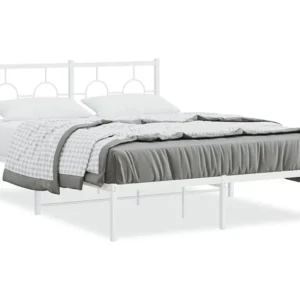Estrutura de cama com cabeceira 135x190 cm metálico branco
