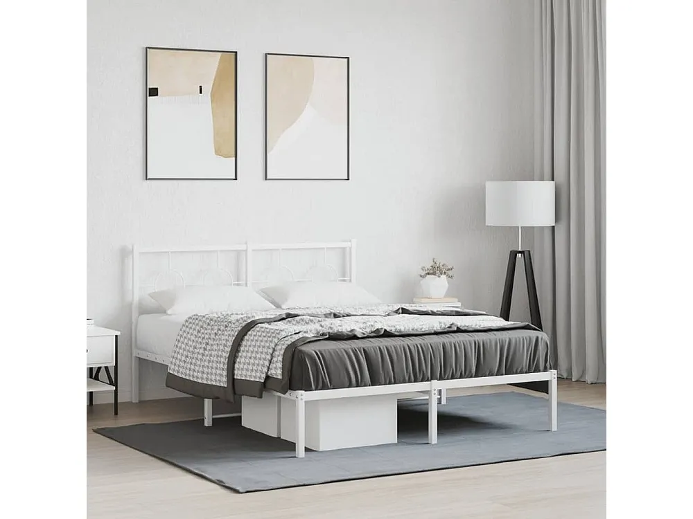 Estrutura de cama com cabeceira 135x190 cm metálico branco