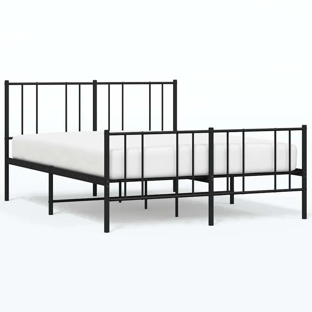 Estrutura de cama com cabeceira e pés 135x190 cm metálico preto