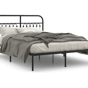 Estrutura de cama com cabeceira 135x190 cm metálico preto