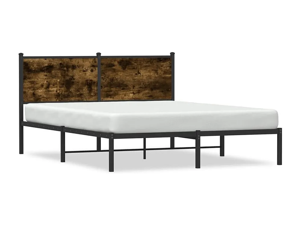 Estrutura de cama com cabeceira 137x190cm metálico carvalho fumado