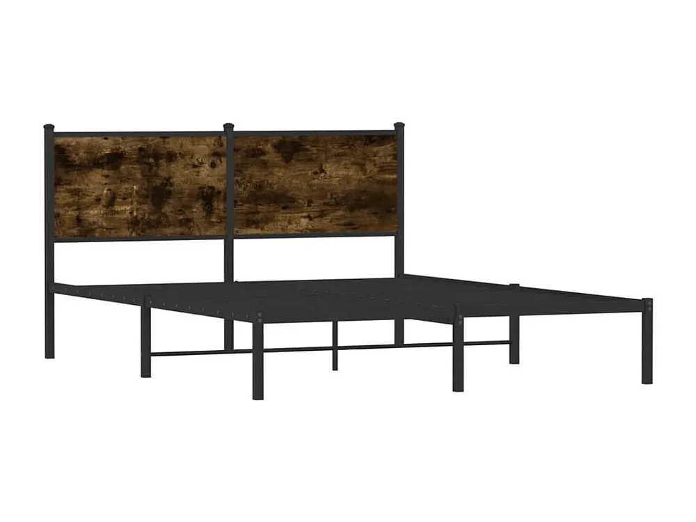 Estrutura de cama com cabeceira 137x190cm metálico carvalho fumado