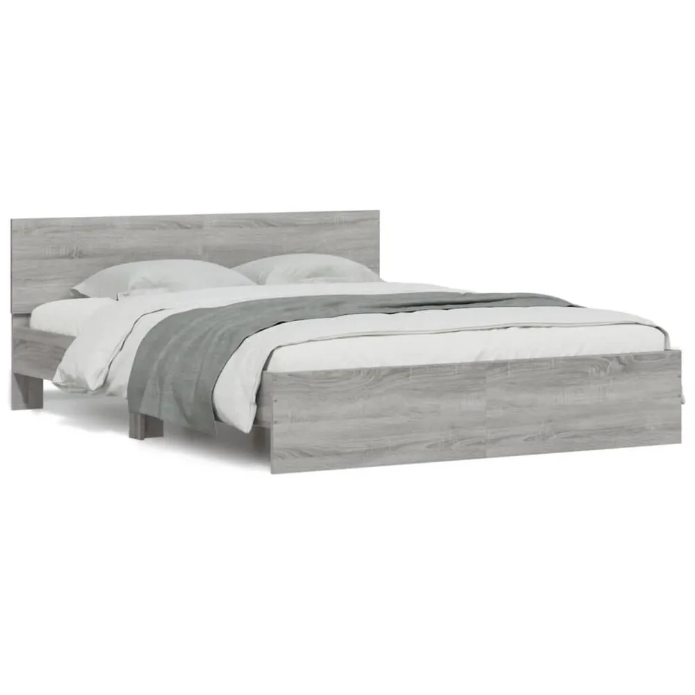 Estrutura de cama com cabeceira 140x190 cm cinzento sonoma