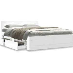 Estrutura cama com cabeceira 140x190 cm derivados madeira branco