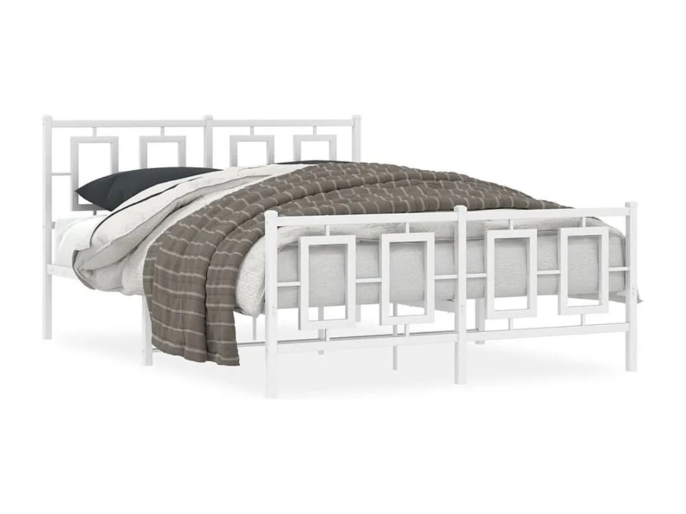 Estrutura de cama com cabeceira e pés 140x190 cm metálico branco