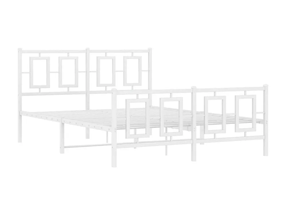 Estrutura de cama com cabeceira e pés 140x190 cm metálico branco