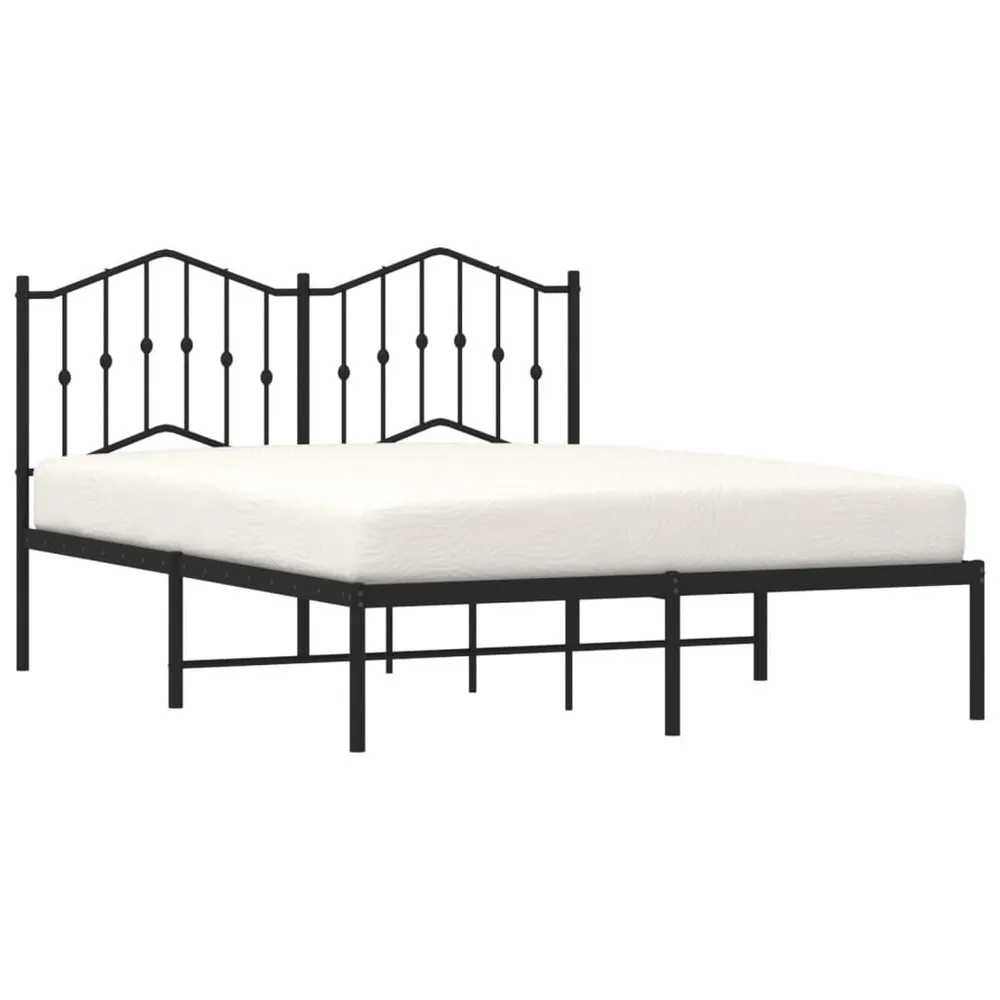 Estrutura de cama com cabeceira 140x190 cm metálico preto