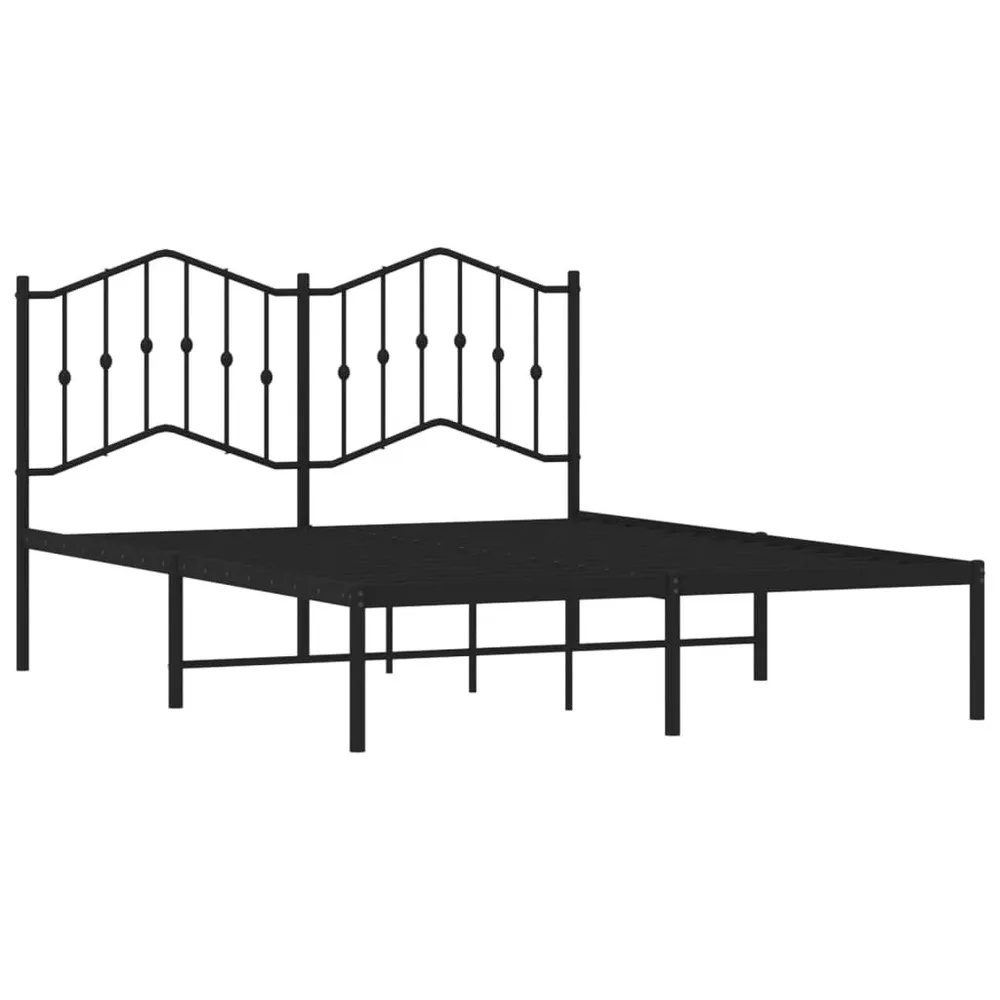 Estrutura de cama com cabeceira 140x190 cm metálico preto