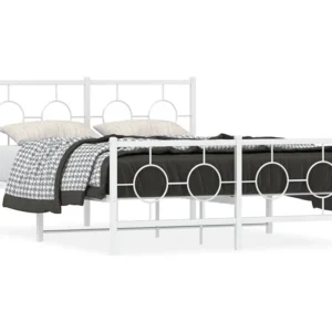 Estrutura de cama com cabeceira e pés 140x190 cm metálico branco