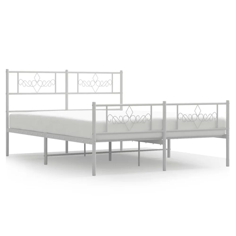 Estrutura de cama com cabeceira e pés 140x190 cm metálico branco