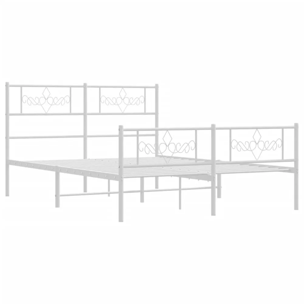 Estrutura de cama com cabeceira e pés 140x190 cm metálico branco