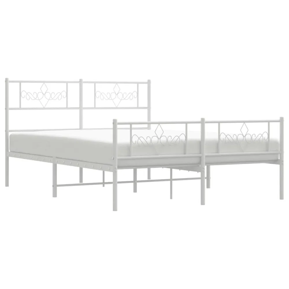 Estrutura de cama com cabeceira e pés 140x190 cm metálico branco