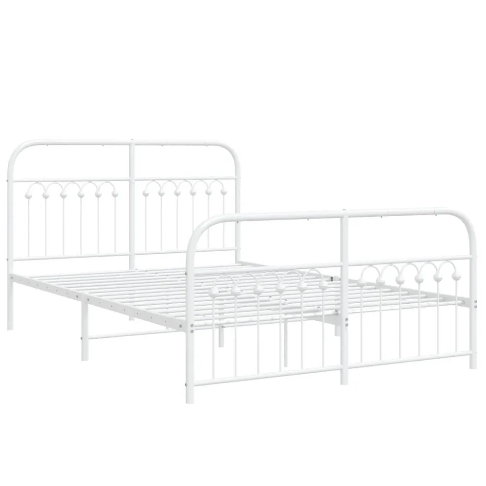 Estrutura de cama com cabeceira e pés 140x190 cm metálico branco