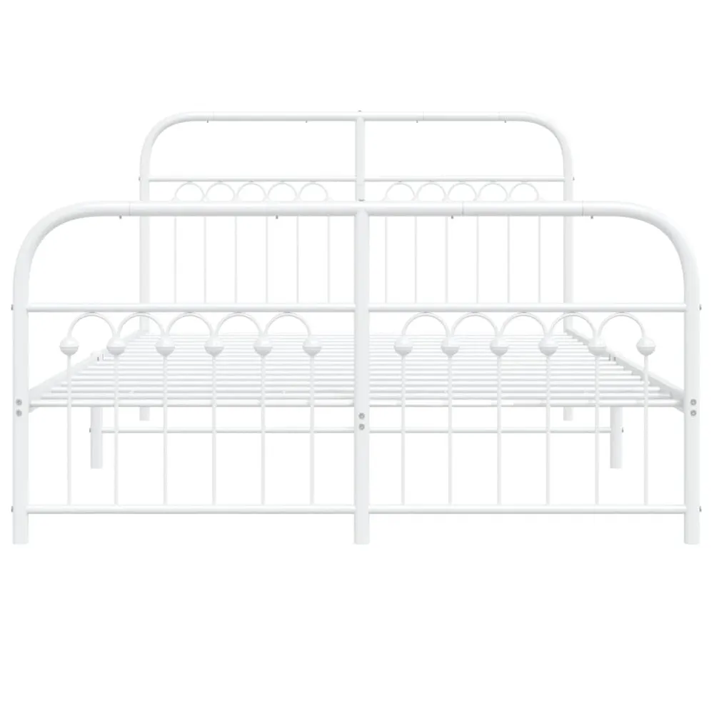 Estrutura de cama com cabeceira e pés 140x190 cm metálico branco