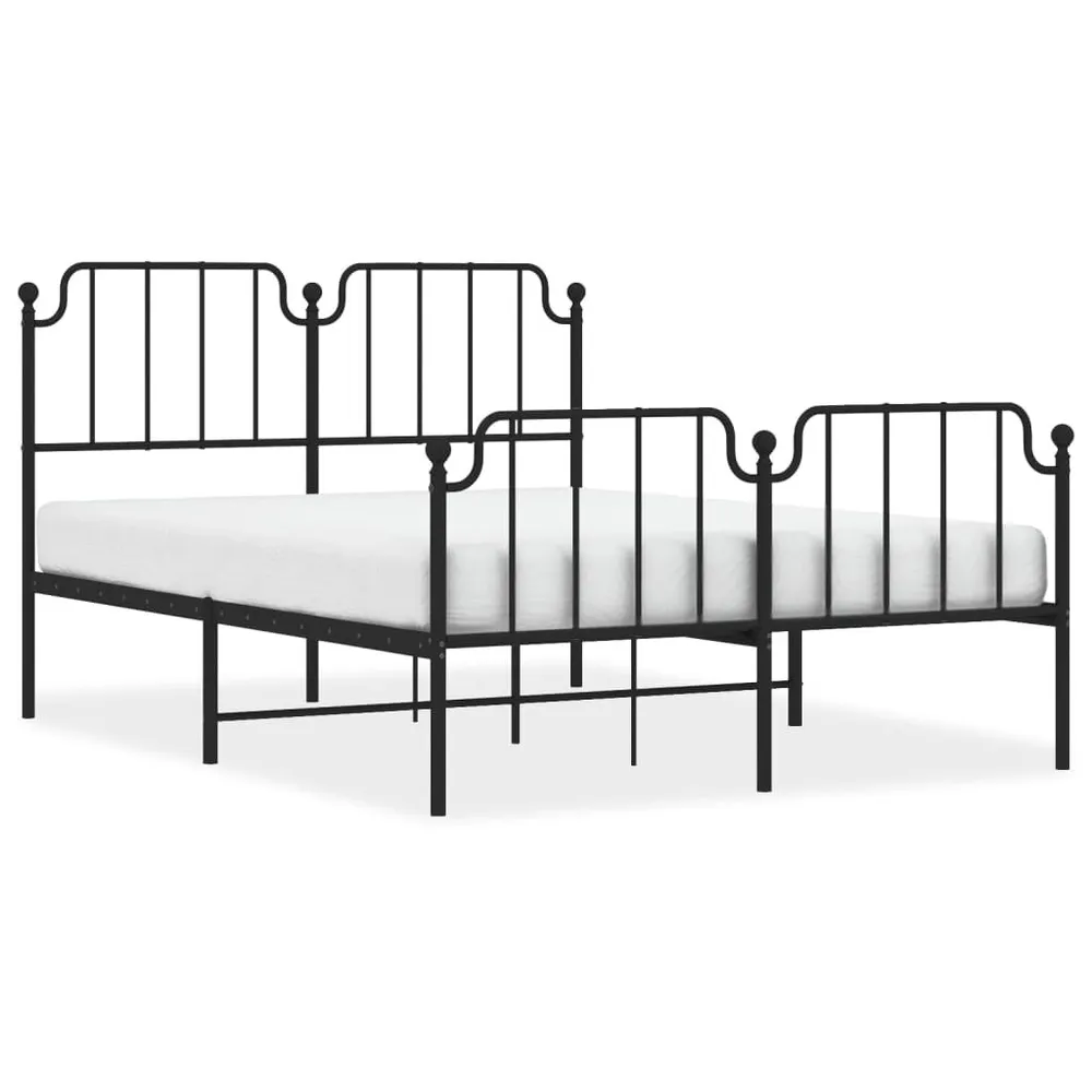 Estrutura de cama com cabeceira e pés 140x190 cm metálico preto