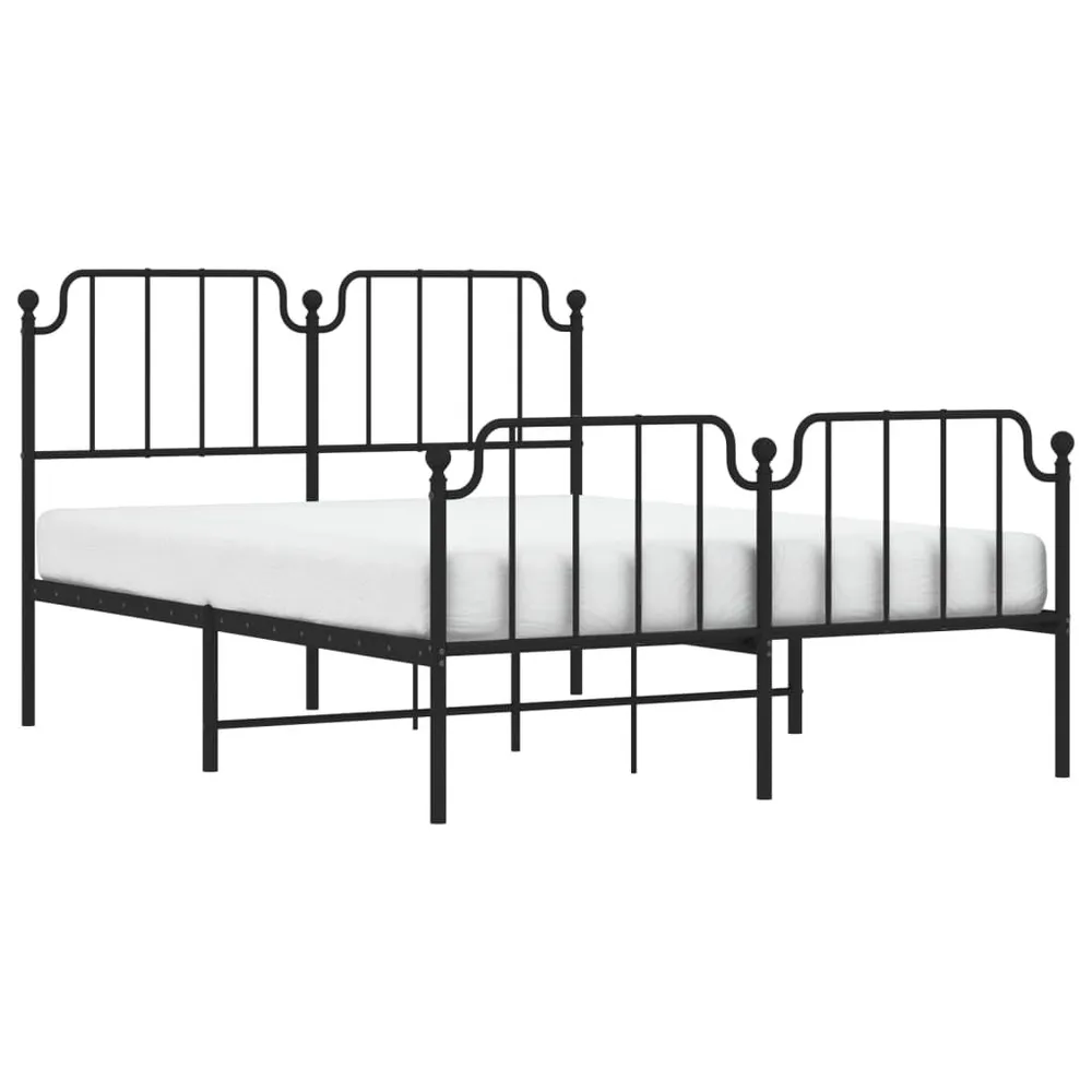 Estrutura de cama com cabeceira e pés 140x190 cm metálico preto