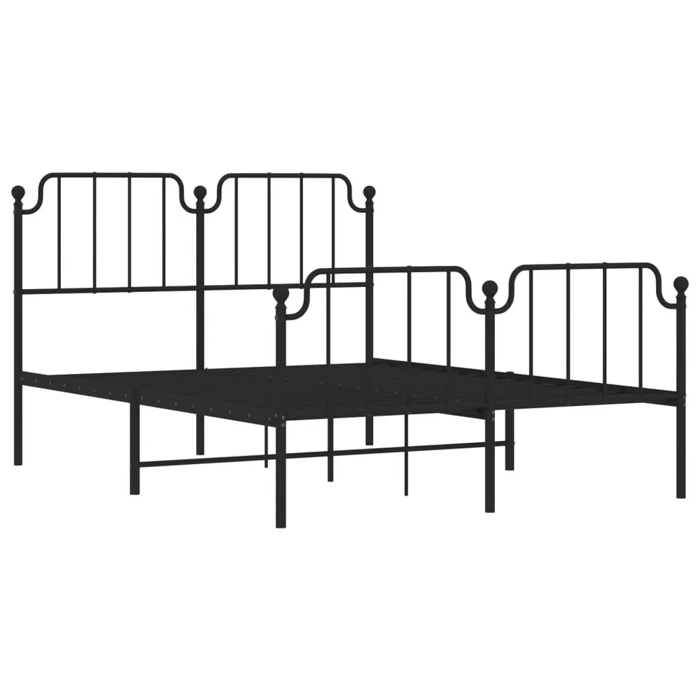 Estrutura de cama com cabeceira e pés 140x190 cm metálico preto