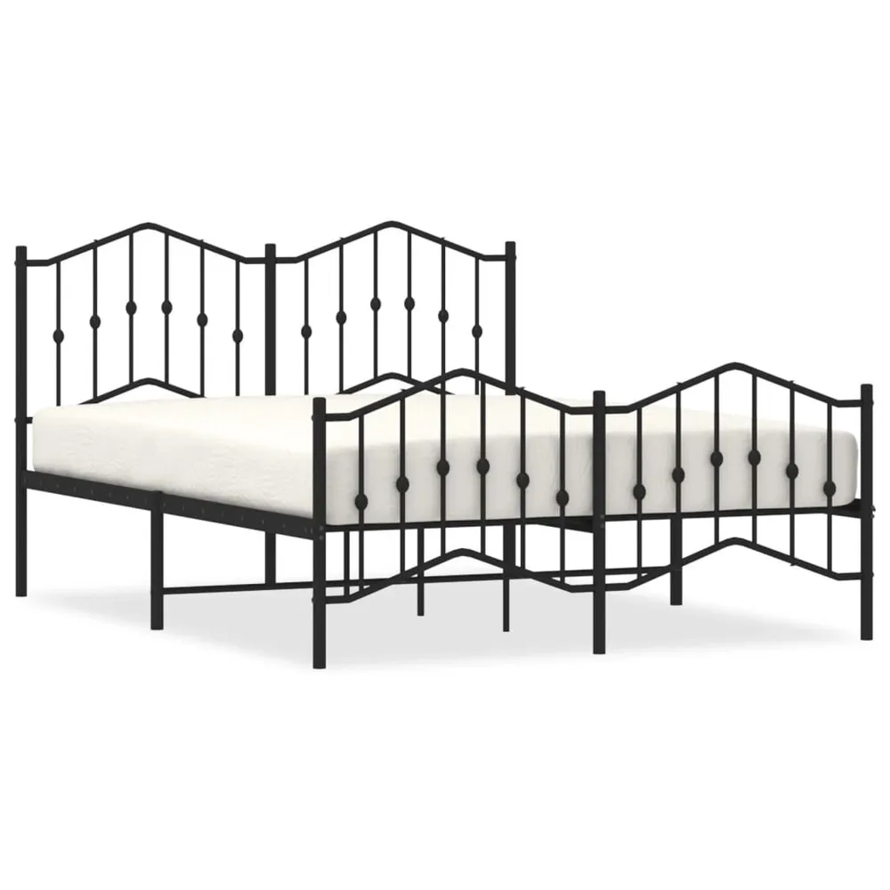 Estrutura de cama com cabeceira e pés 140x190 cm metálico preto