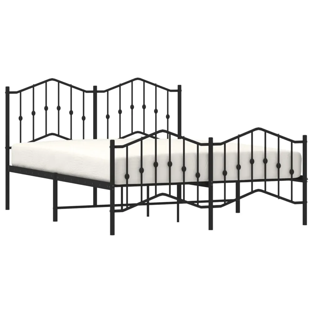 Estrutura de cama com cabeceira e pés 140x190 cm metálico preto