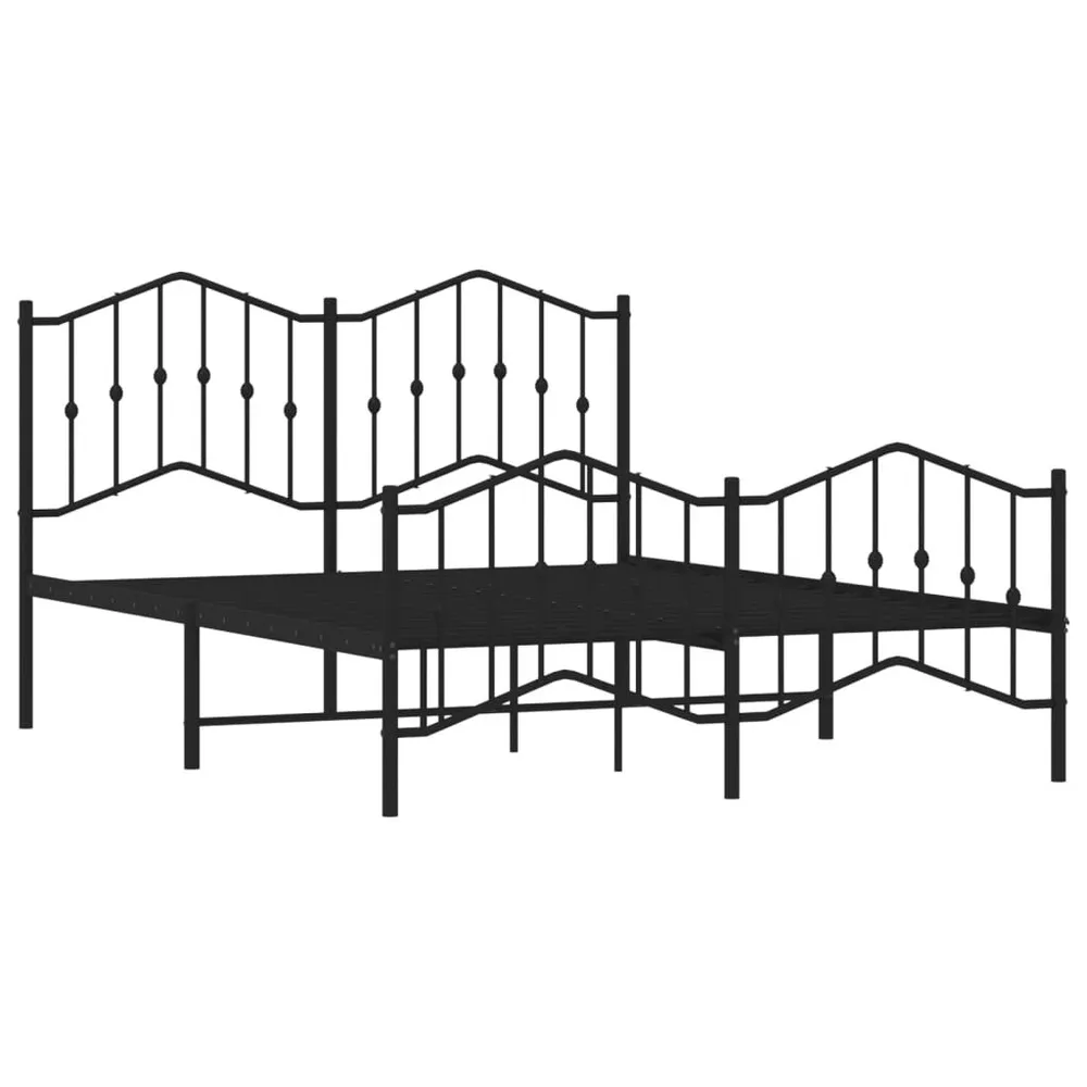 Estrutura de cama com cabeceira e pés 140x190 cm metálico preto