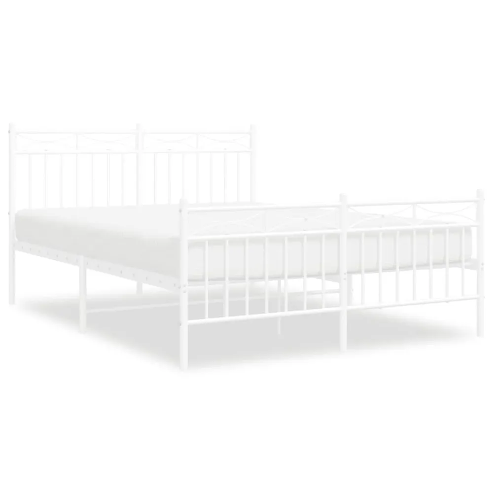 Estrutura de cama com cabeceira e pés 140x190 cm metálico branco