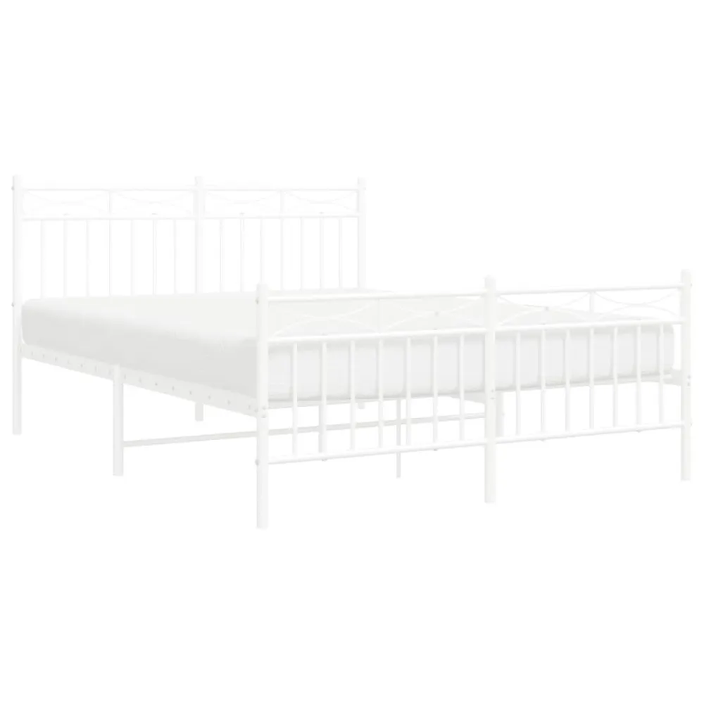 Estrutura de cama com cabeceira e pés 140x190 cm metálico branco