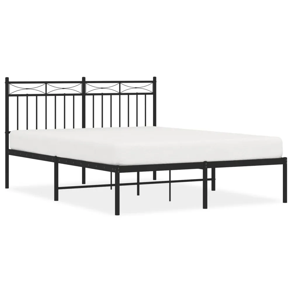 Estrutura de cama com cabeceira 140x190 cm metálico preto