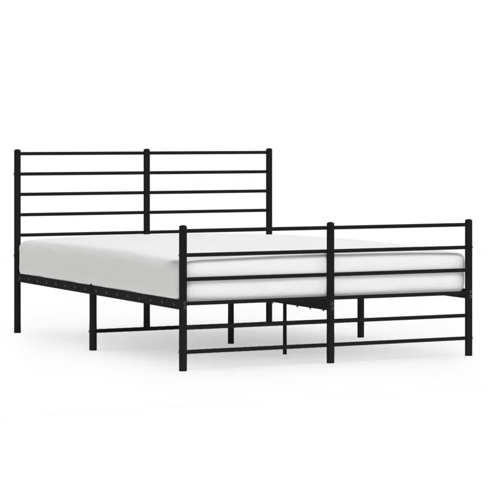 Estrutura de cama com cabeceira e pés 140x190 cm metálico preto