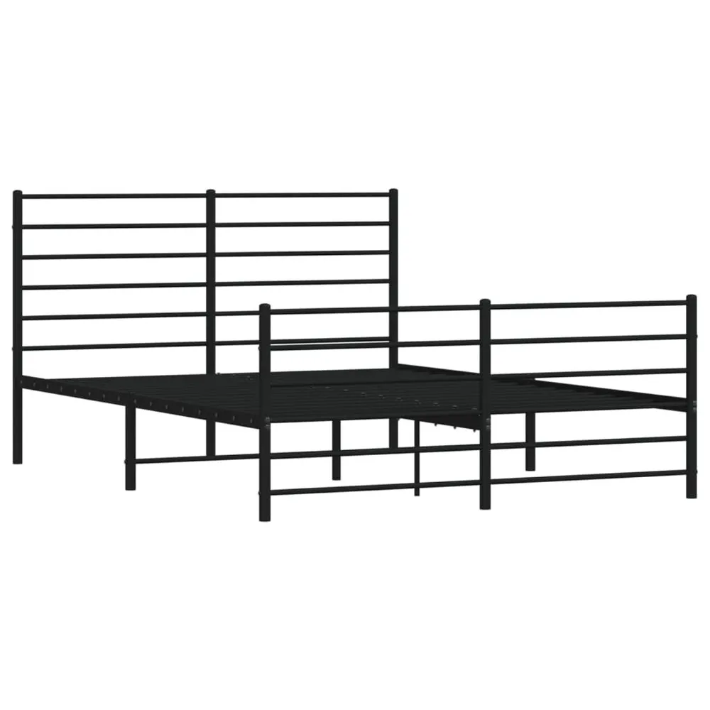 Estrutura de cama com cabeceira e pés 140x190 cm metálico preto