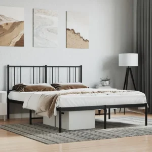 Estrutura de cama com cabeceira 140x190 cm metálico preto