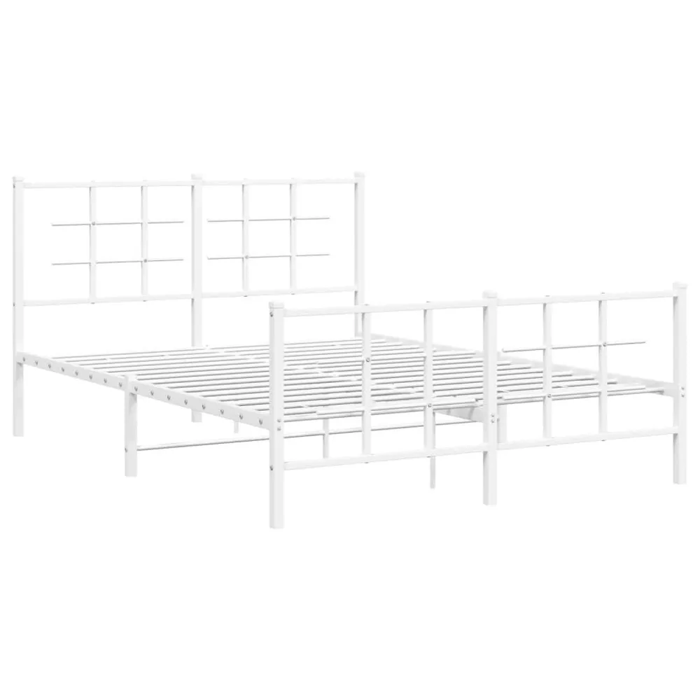 Estrutura de cama com cabeceira e pés 140x190 cm metálico branco