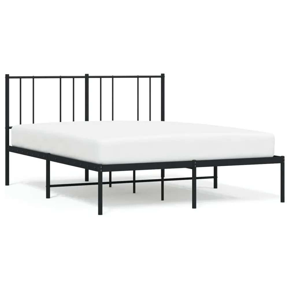 Estrutura de cama com cabeceira 140x190 cm metálico preto