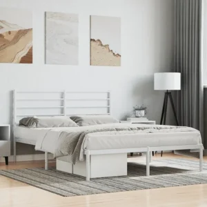 Estrutura de cama com cabeceira 140x190 cm metálico branco