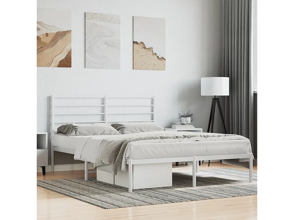Estrutura de cama com cabeceira 140x190 cm metálico branco