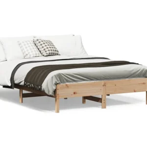 Estrutura cama com cabeceira 140x190 cm pinho maciço