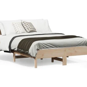 Estrutura cama com cabeceira 140x190 cm pinho maciço