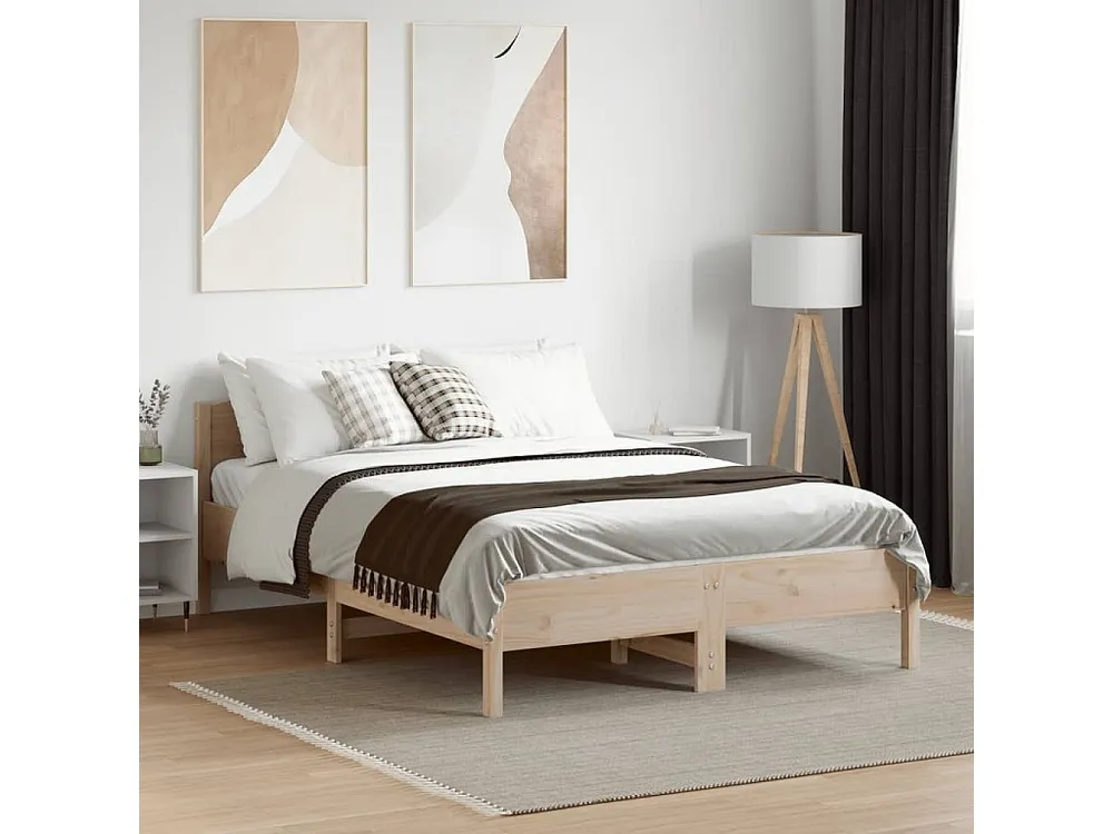 Estrutura cama com cabeceira 140x190 cm pinho maciço