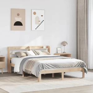 Estrutura cama com cabeceira 140x190 cm pinho maciço