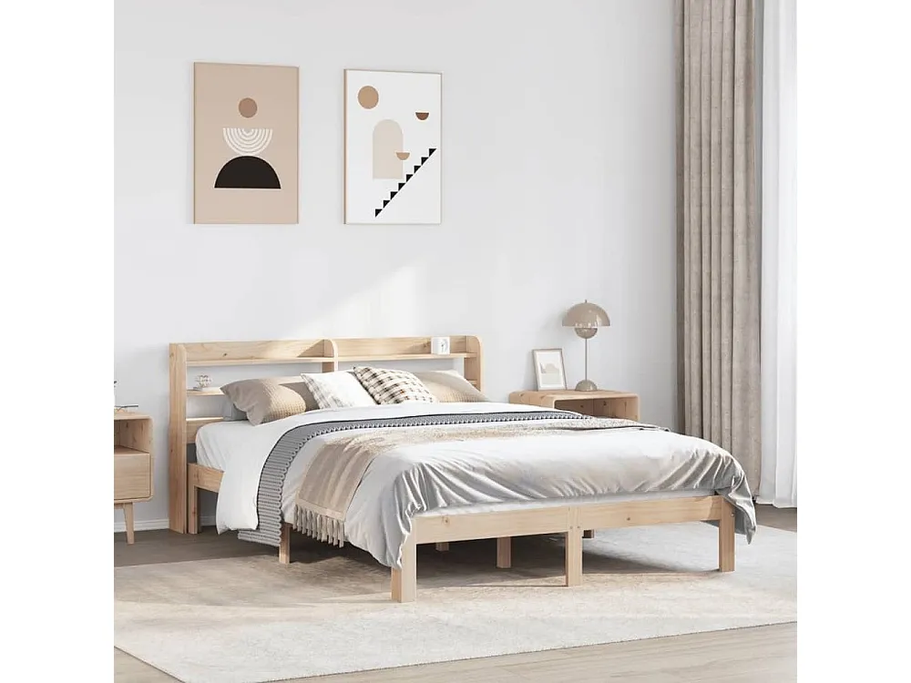 Estrutura cama com cabeceira 140x190 cm pinho maciço