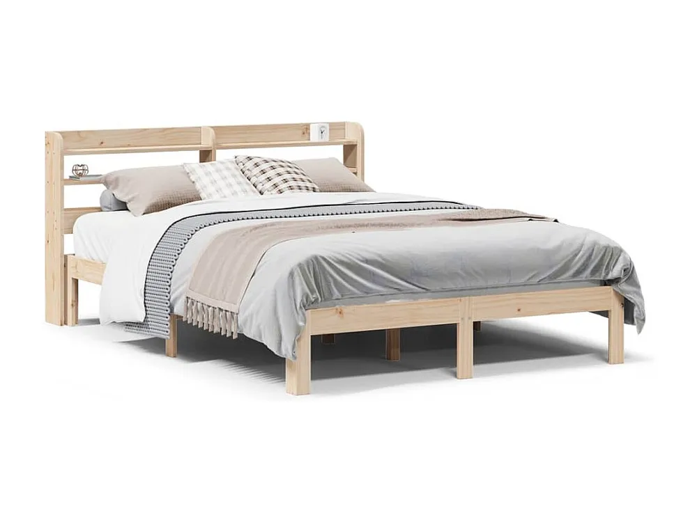 Estrutura cama com cabeceira 140x190 cm pinho maciço