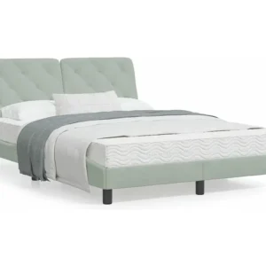 Estrutura de cama com cabeceira 140x190 cm veludo cinzento-claro