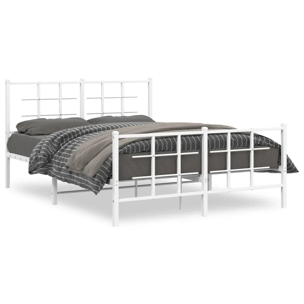 Estrutura de cama com cabeceira e pés 140x200 cm metálico branco