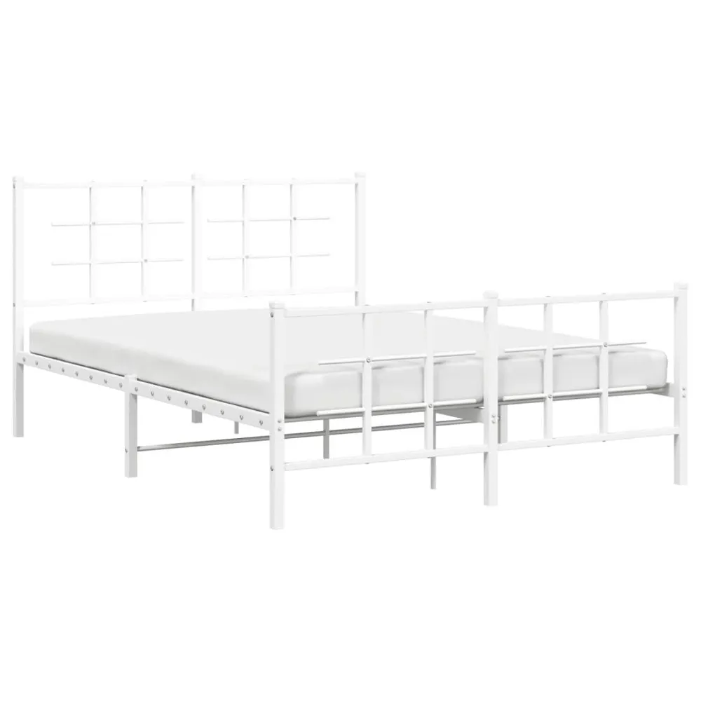 Estrutura de cama com cabeceira e pés 140x200 cm metálico branco