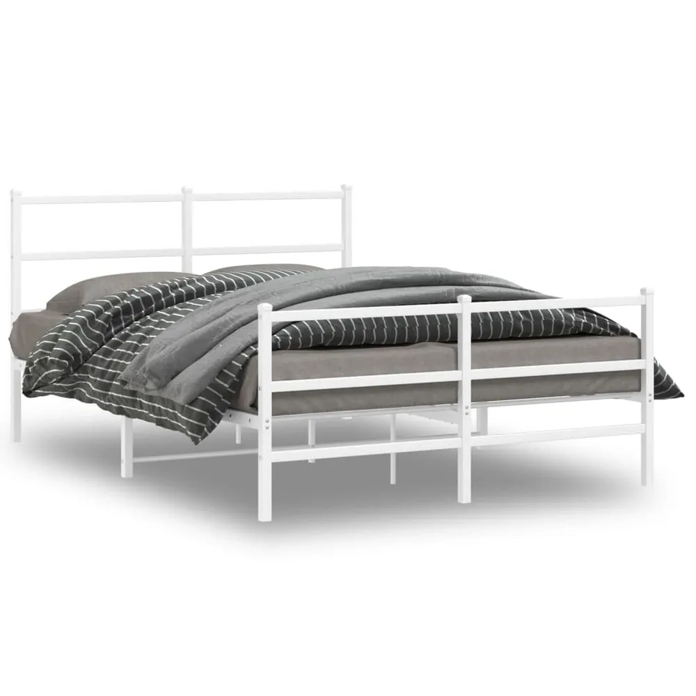 Estrutura de cama com cabeceira e pés 140x200 cm metálico branco