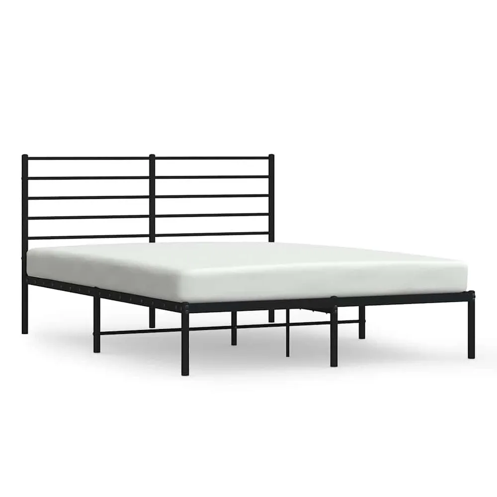 Estrutura de cama com cabeceira 140x200 cm metálico preto