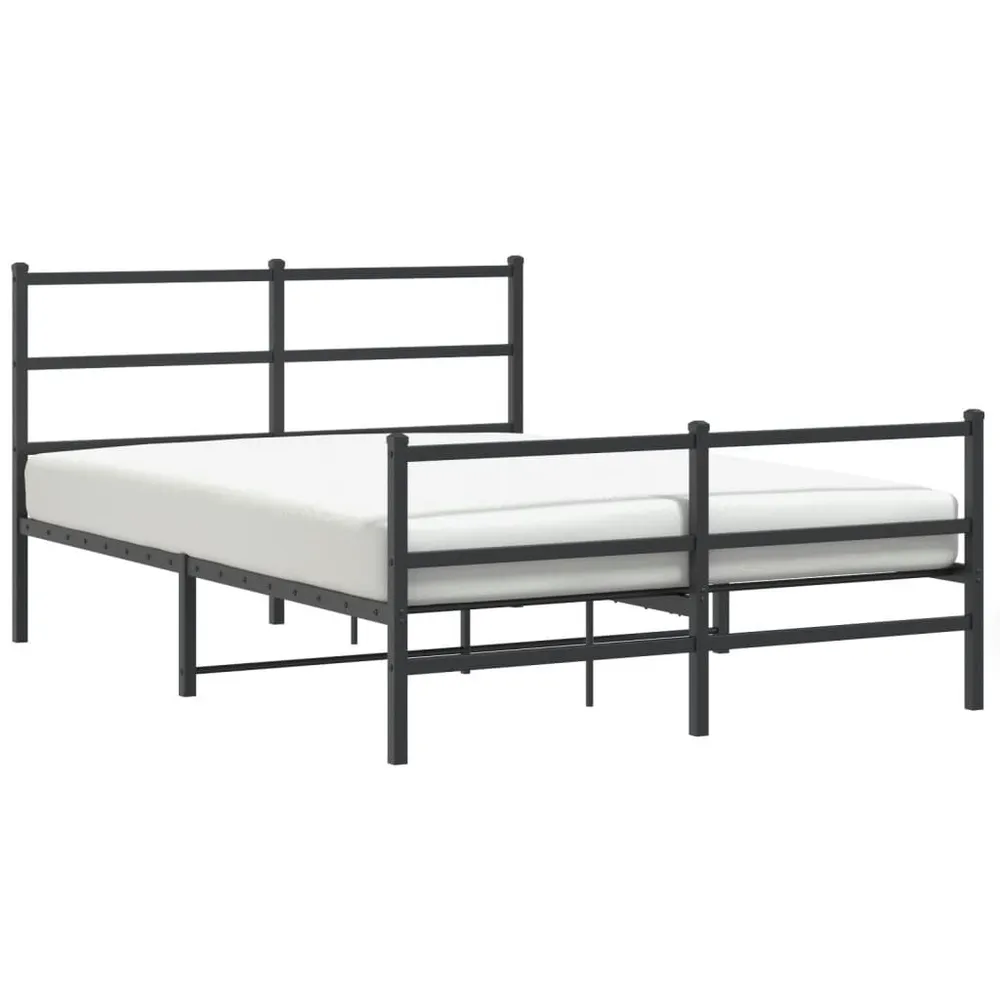 Estrutura de cama com cabeceira e pés 140x200 cm metálico preto